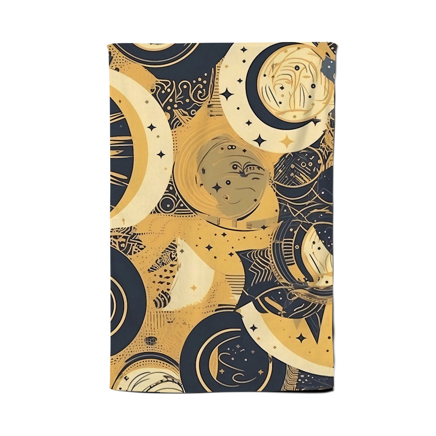 Blue Gold Moon and Sun Tea Towel