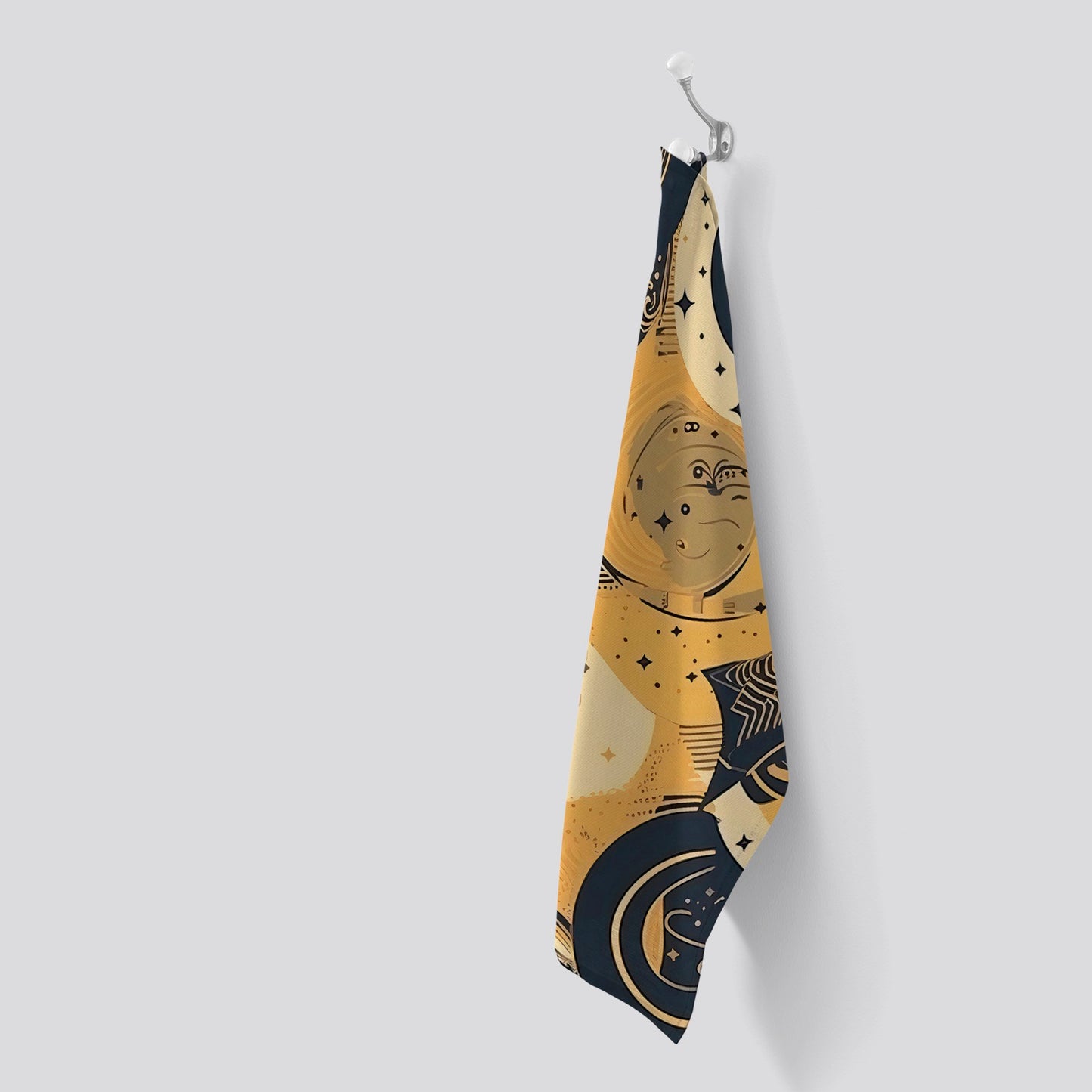 Blue Gold Moon and Sun Tea Towel