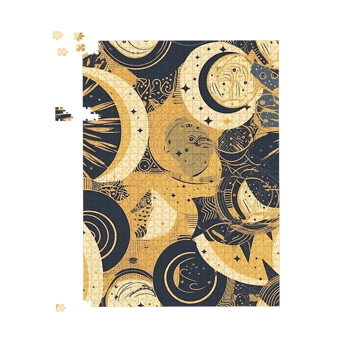 Blue Gold Moon and Sun Jigsaw Puzzle