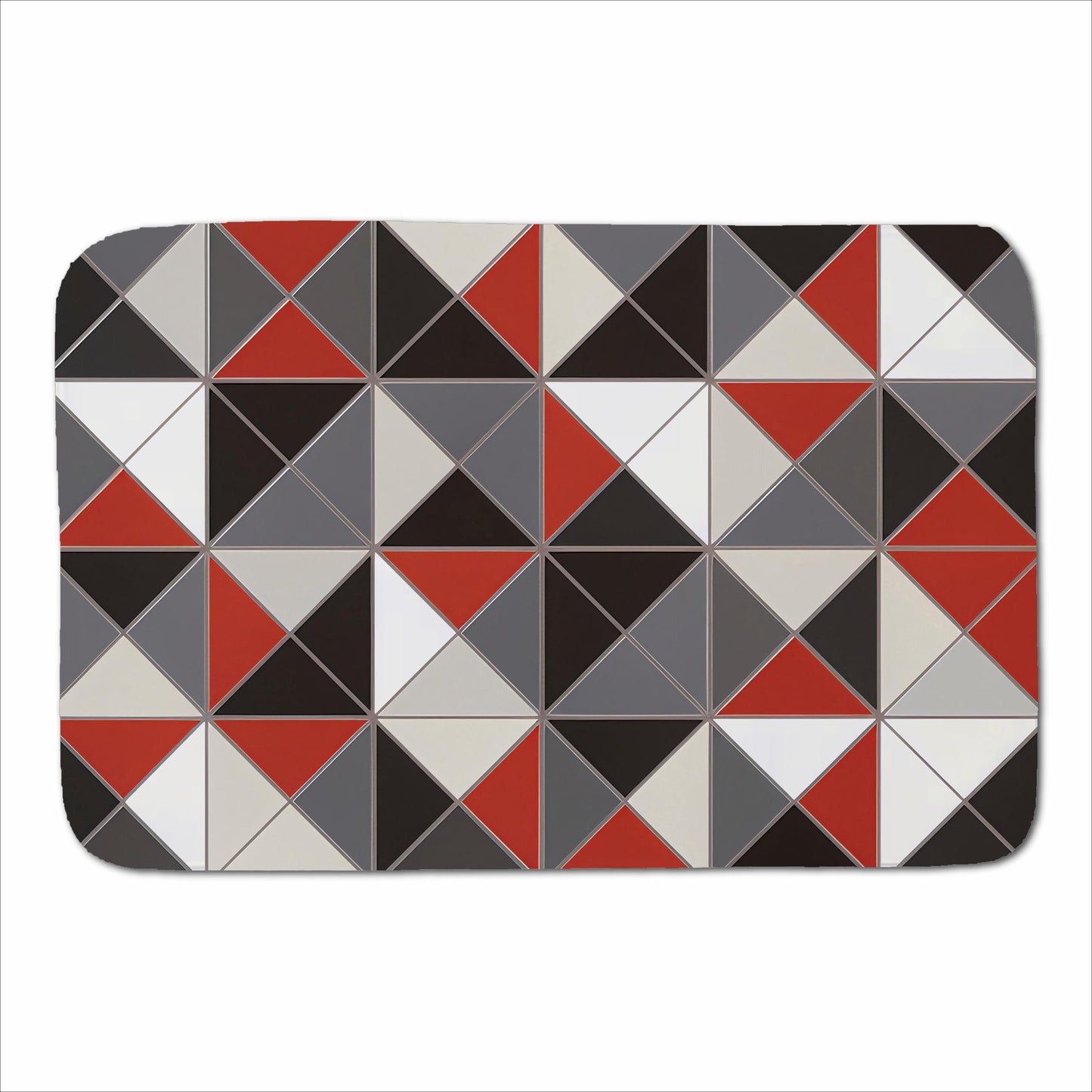 Grey Red Triangle Geometric Sherpa Blanket