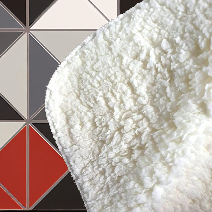 Grey Red Triangle Geometric Sherpa Blanket
