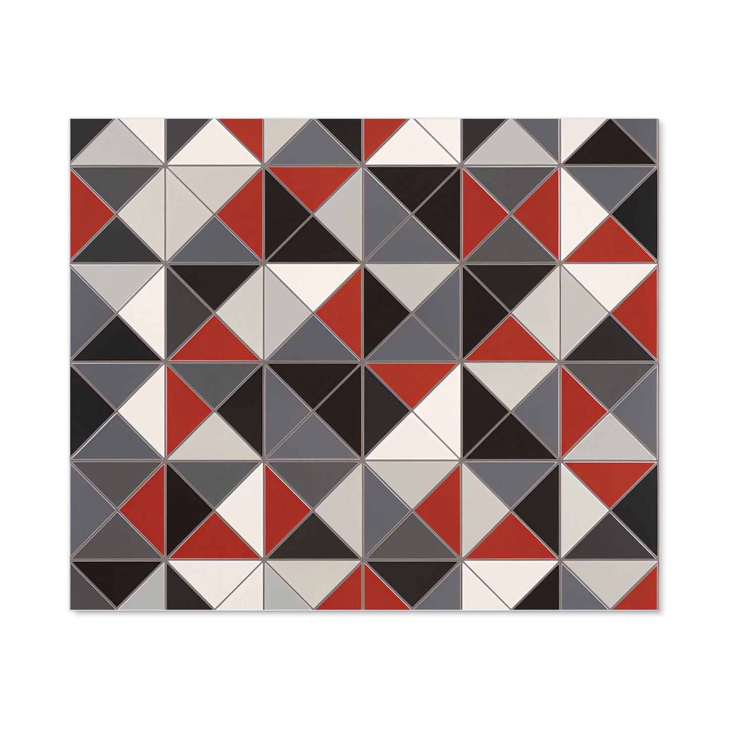 Grey Red Triangle Geometric Kitchen Splashback