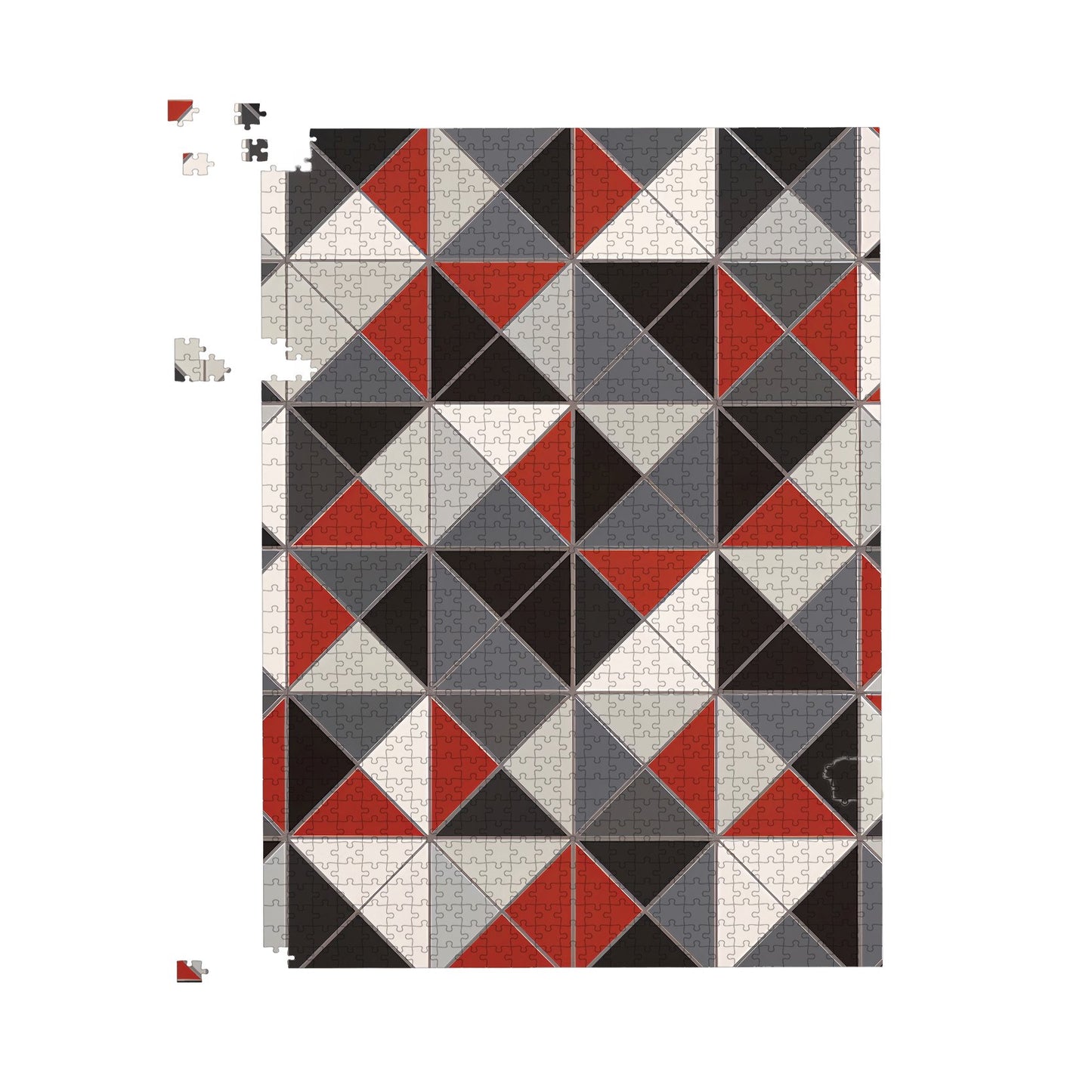 Grey Red Triangle Geometric Jigsaw Puzzle