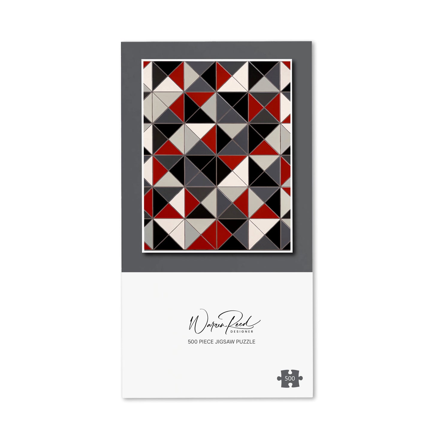 Grey Red Triangle Geometric Jigsaw Puzzle