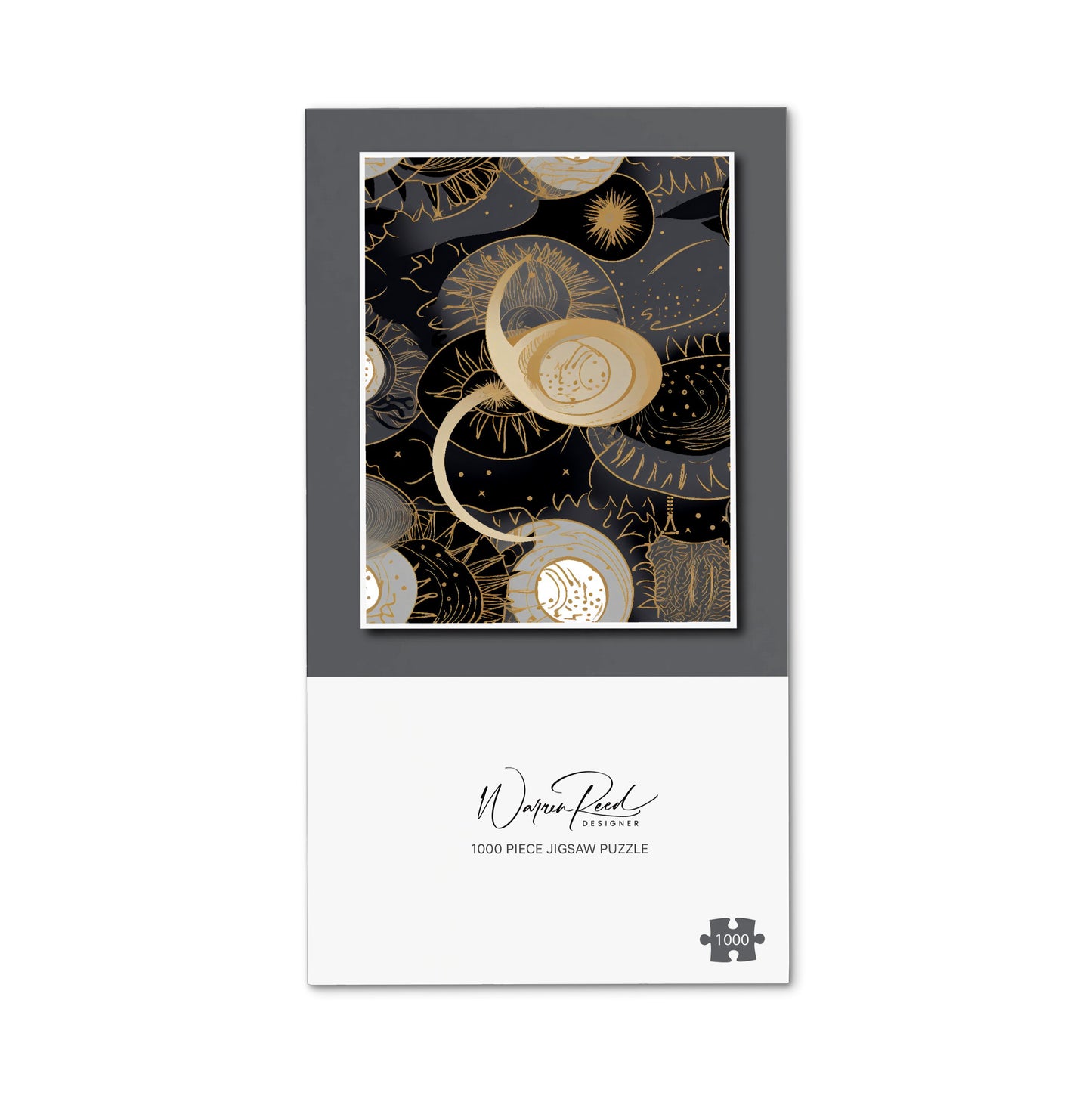 Abstract Silver Gold Sun and Moon Jigsaw Puzzle