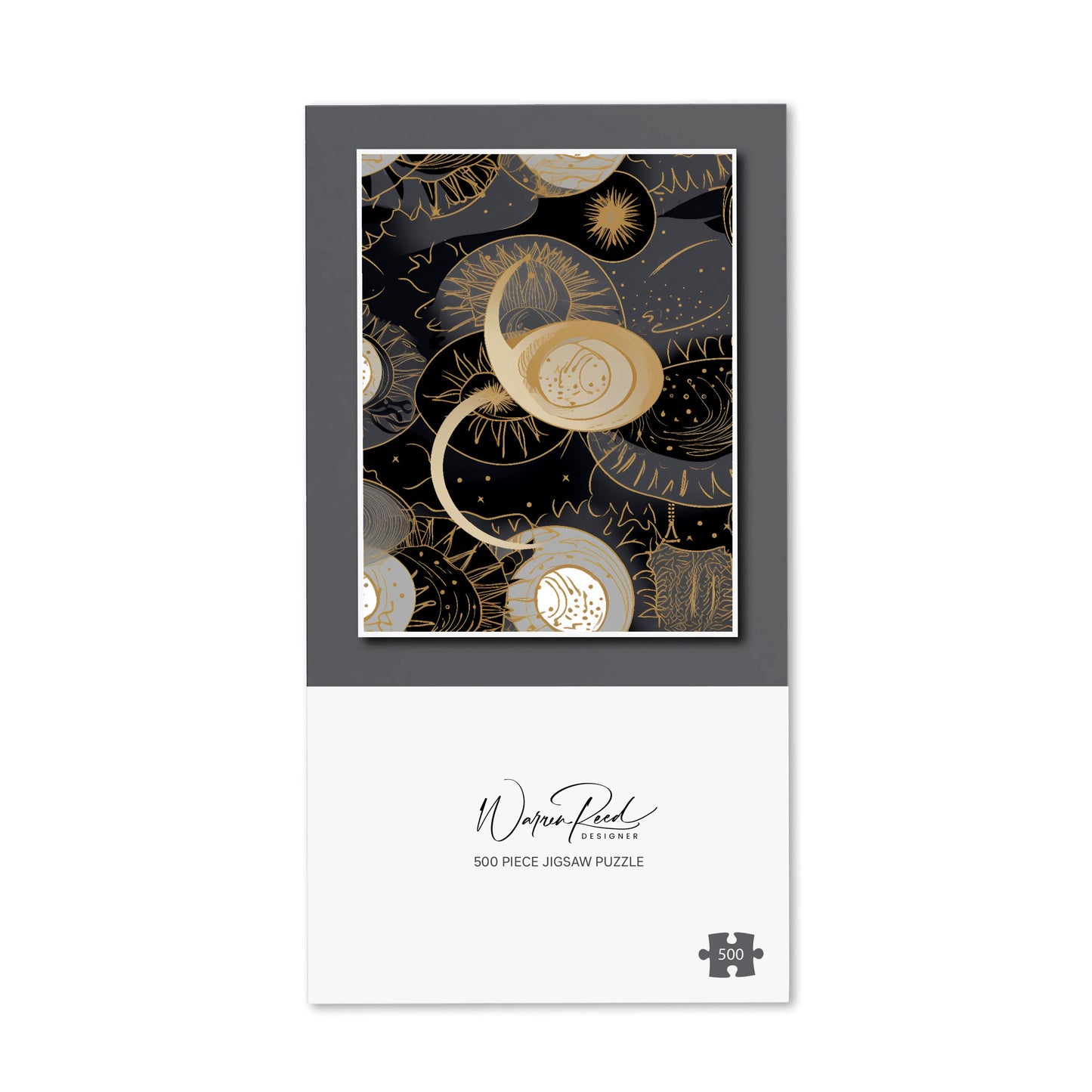 Abstract Silver Gold Sun and Moon Jigsaw Puzzle