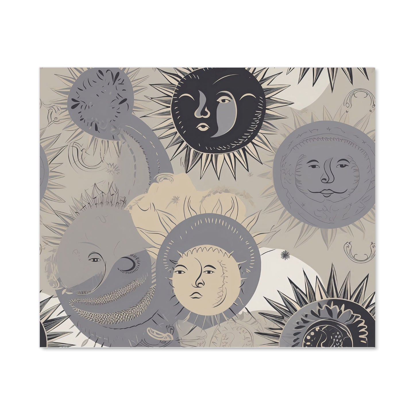 Grey Black Abstract Moon and Sun Kitchen Splashback