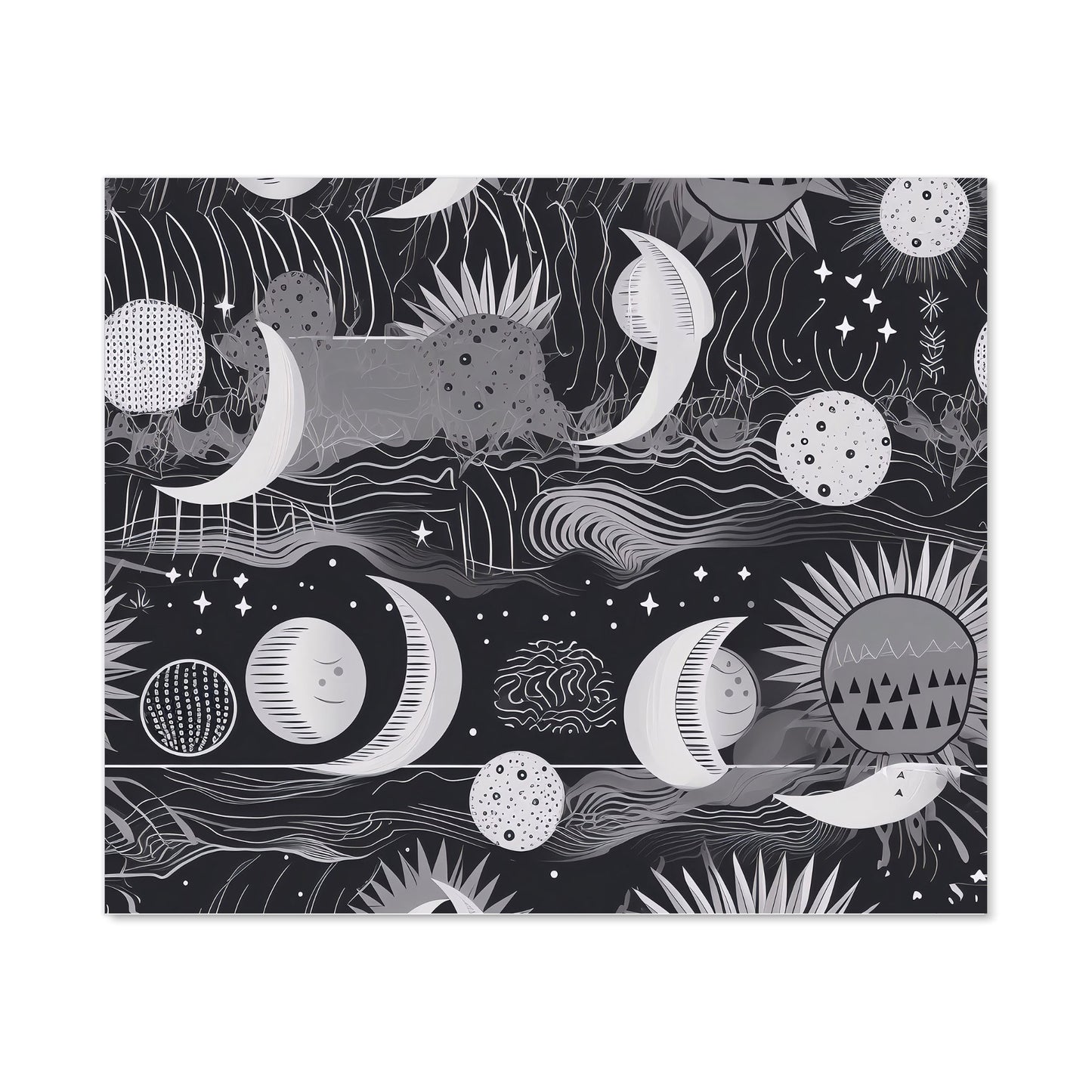 Abstract Black White Moon and Sun Kitchen Splashback