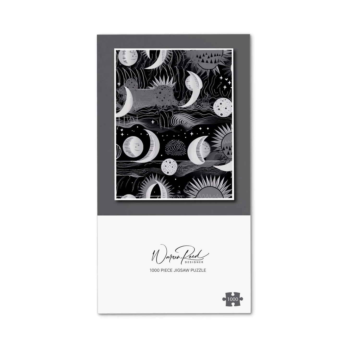Abstract Black White Moon and Sun Jigsaw Puzzle