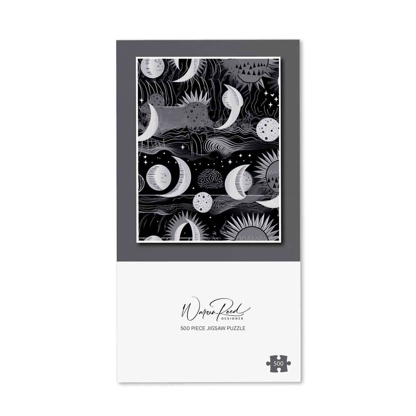 Abstract Black White Moon and Sun Jigsaw Puzzle