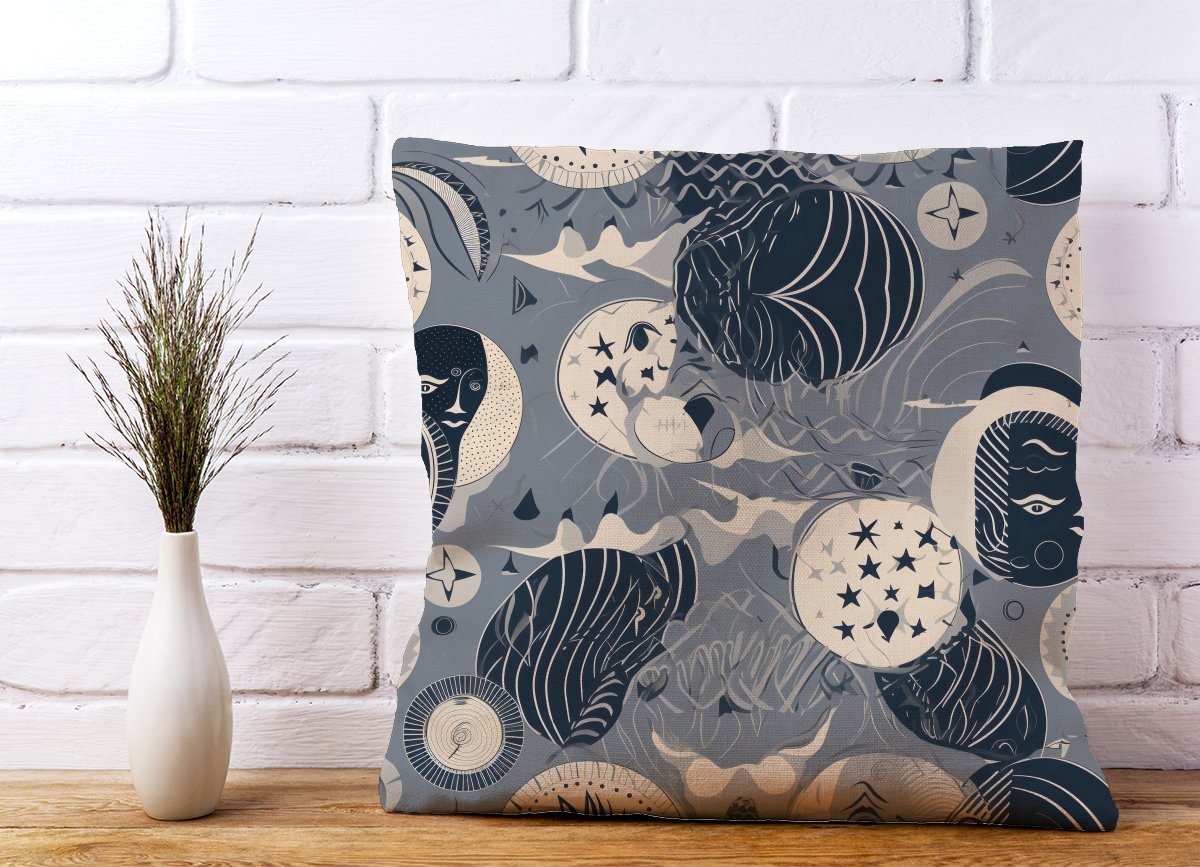 Abstract Moon and Stars Cushions