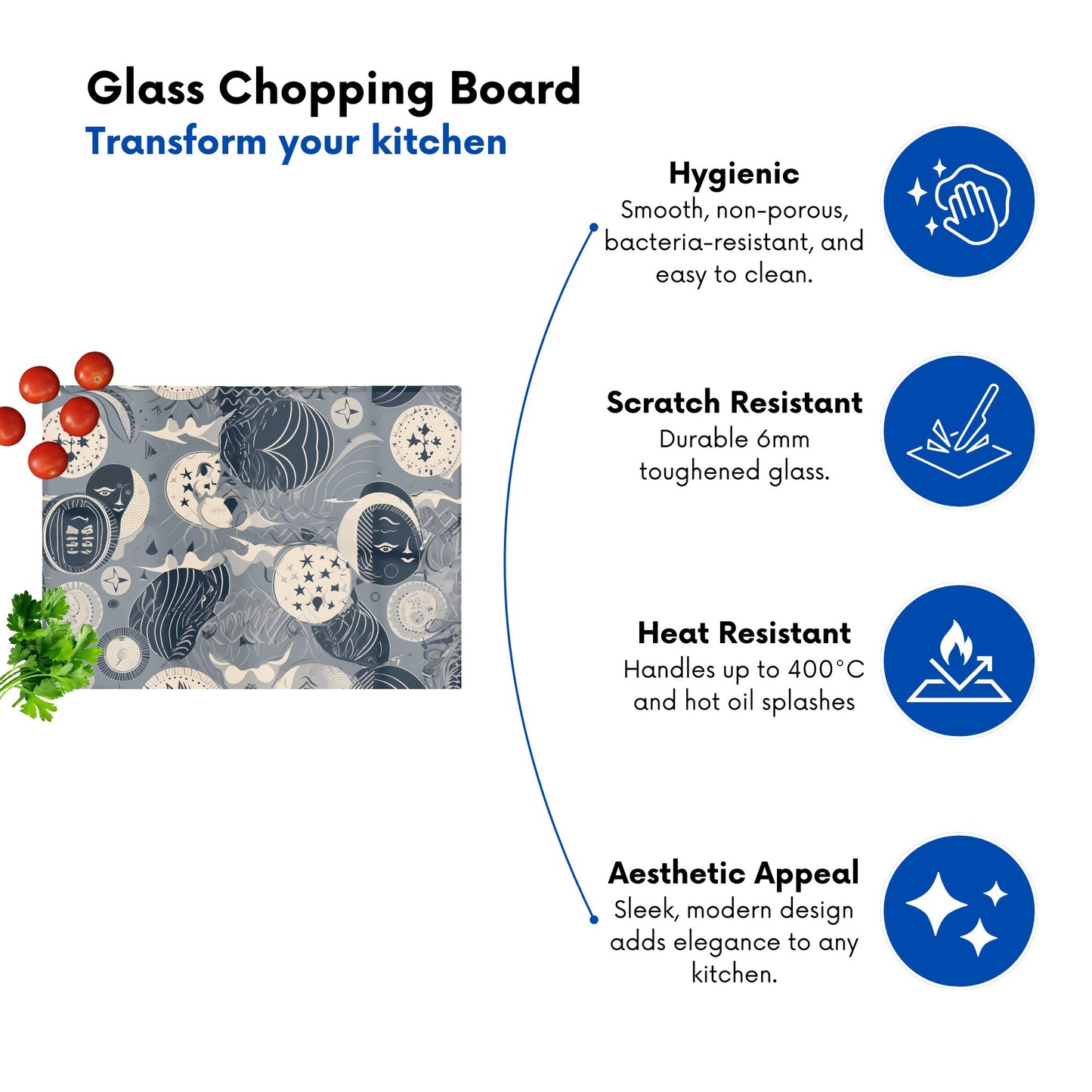 Abstract Moon And Stars Glass Chopping Board