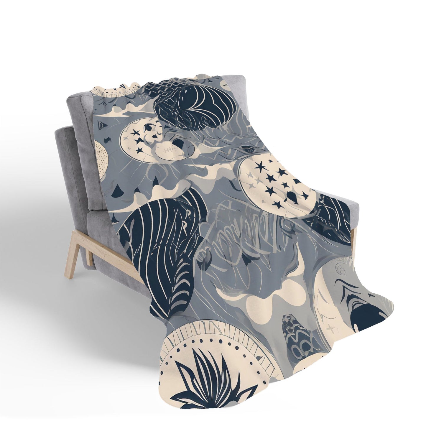 Abstract Moon and Stars Sherpa Blanket