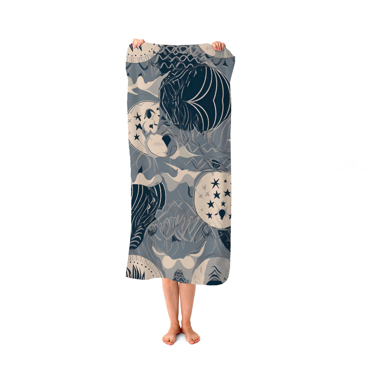 Abstract Moon and Stars Beach Towel