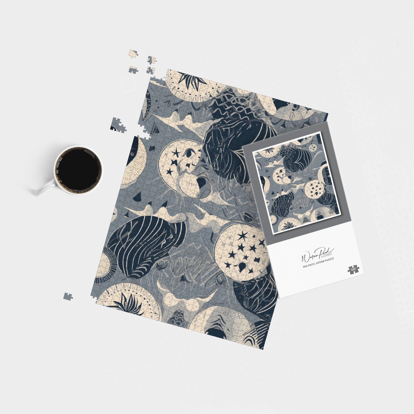 Abstract Moon and Stars Jigsaw Puzzle
