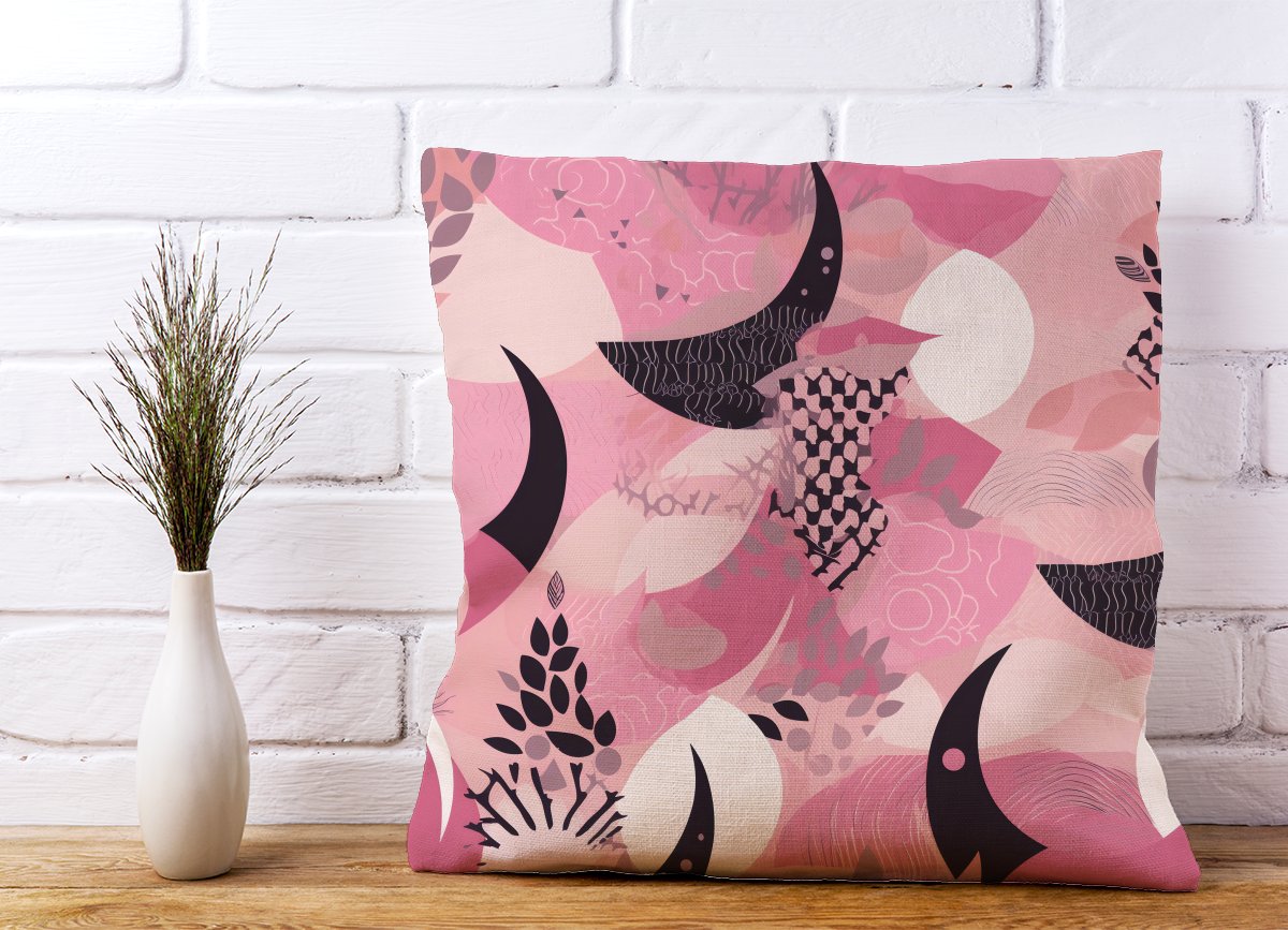 Abstract Pink Moon Pattern Cushions