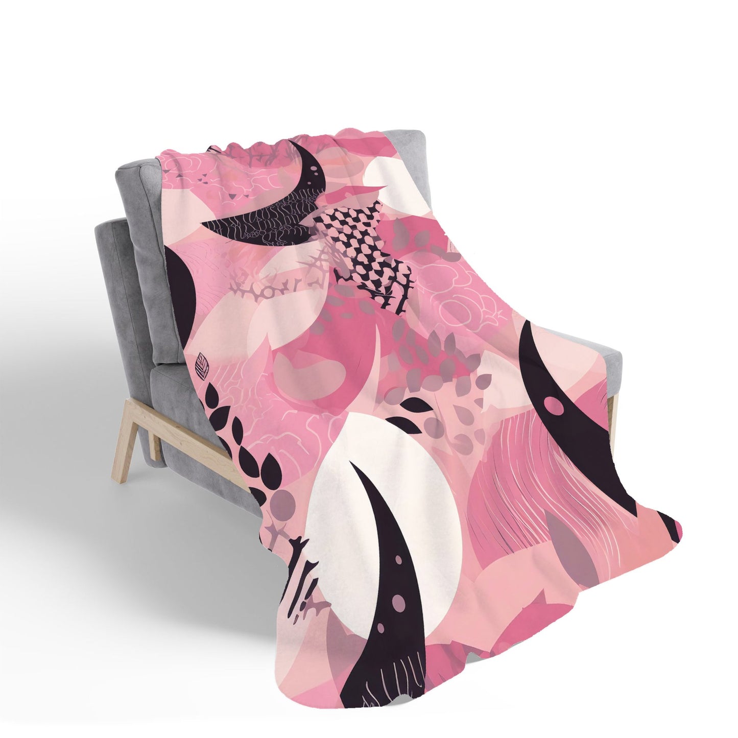 Abstract Pink Moon Pattern Sherpa Blanket