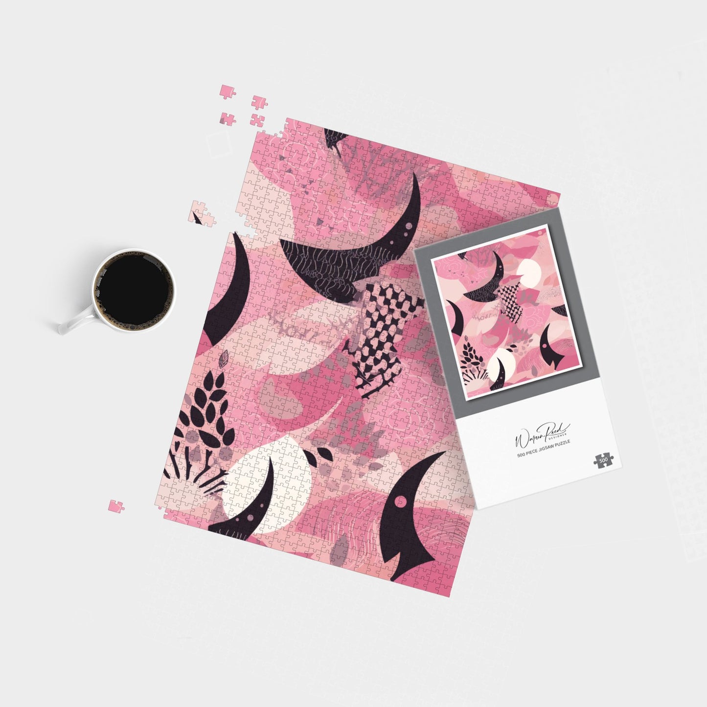 Abstract Pink Moon Pattern Jigsaw Puzzle