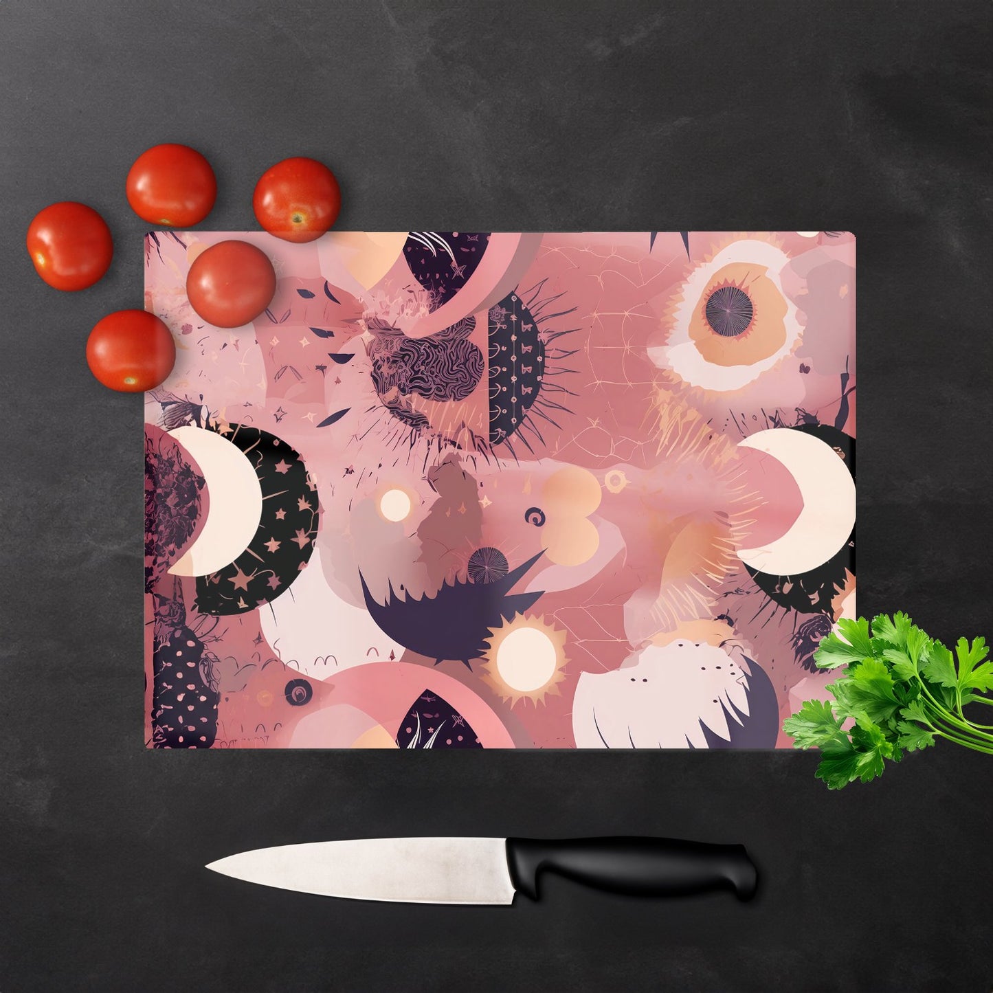 Abstract Red Pink Pattern Glass Chopping Board