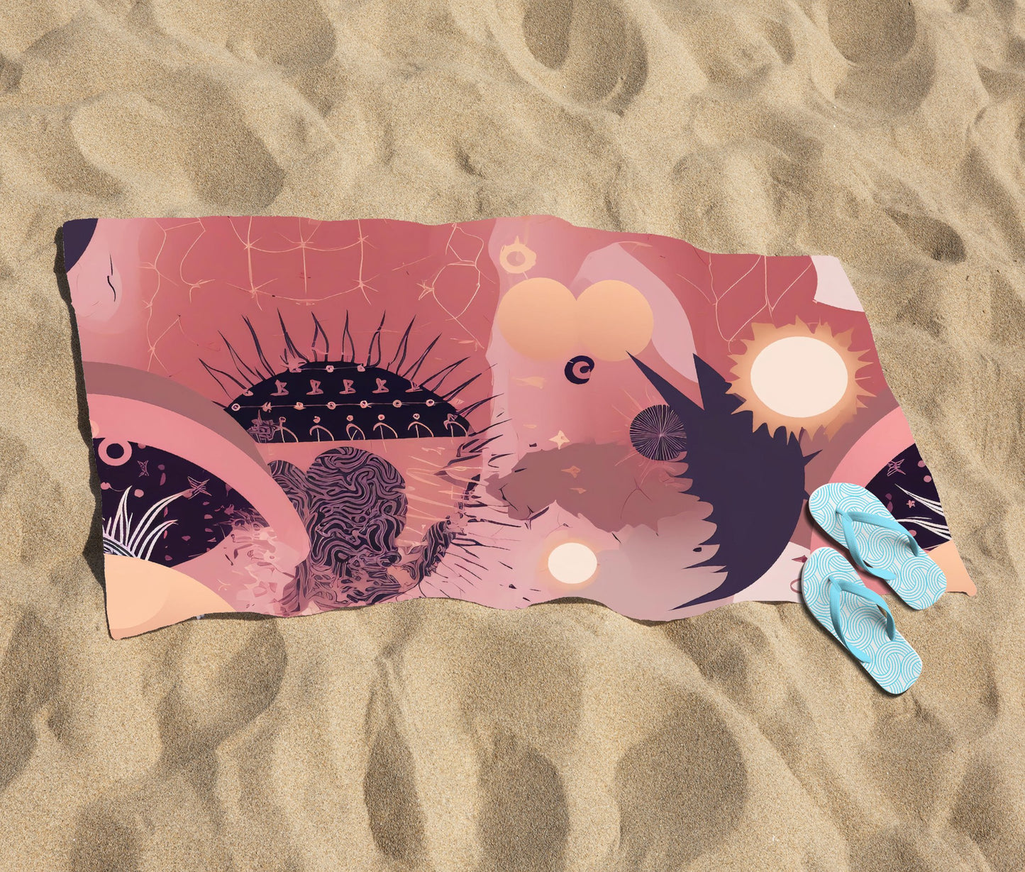 Abstract Red Pink Pattern Beach Towel