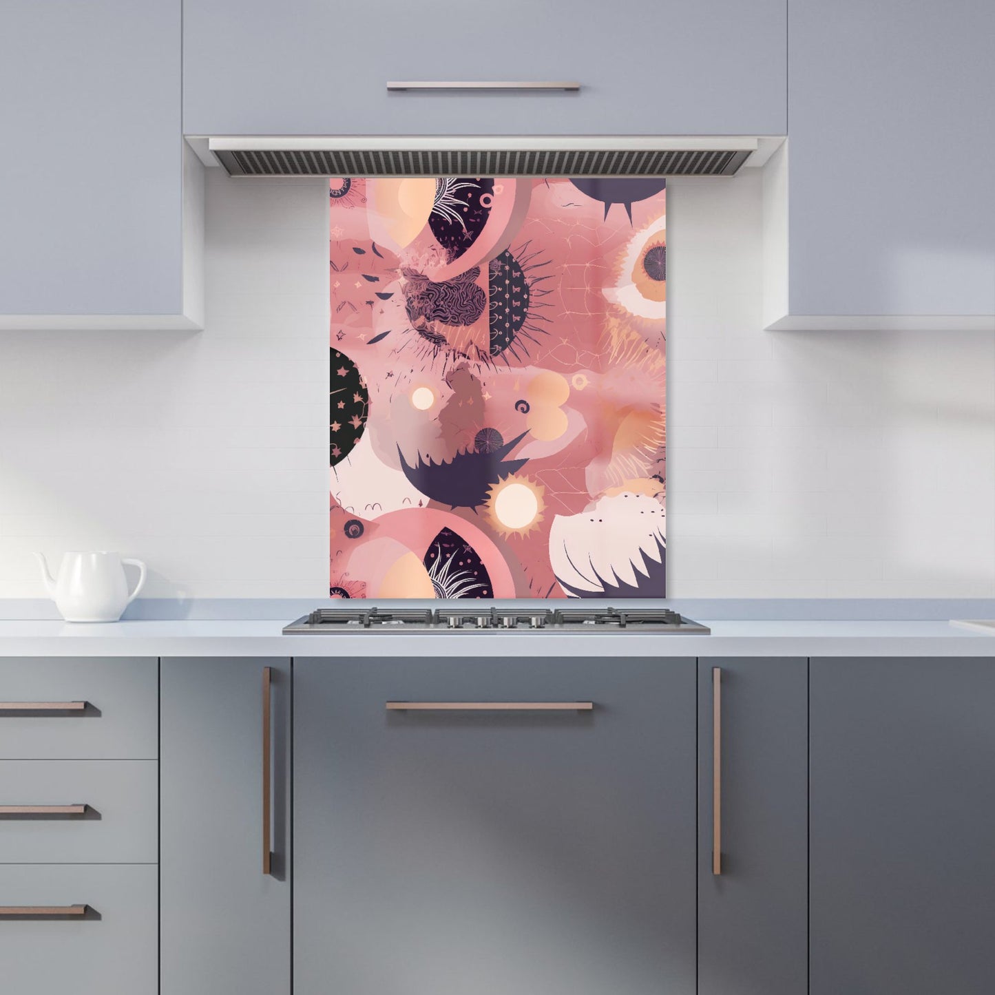 Abstract Red Pink Pattern Kitchen Splashback