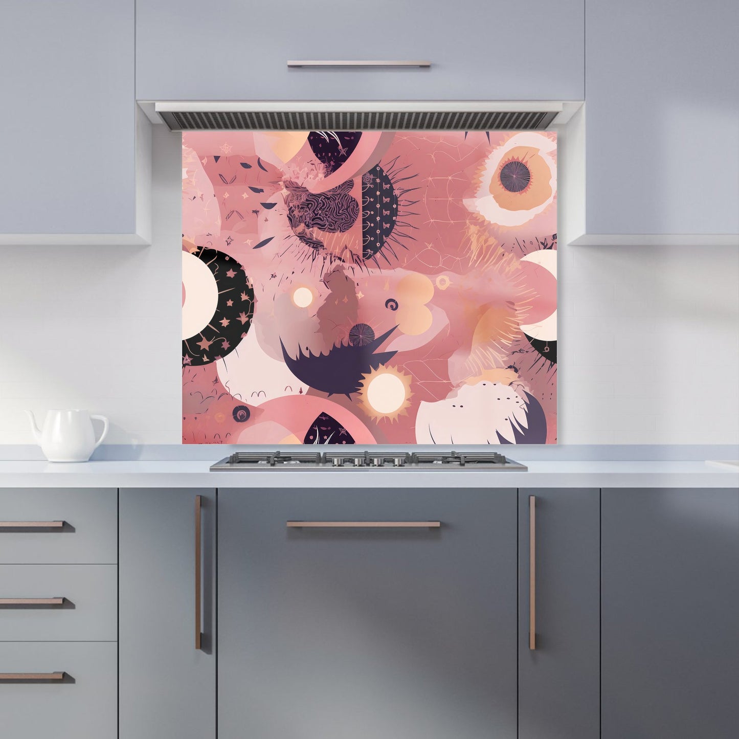 Abstract Red Pink Pattern Kitchen Splashback