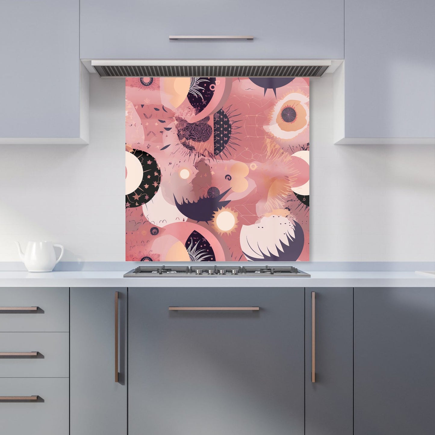 Abstract Red Pink Pattern Kitchen Splashback