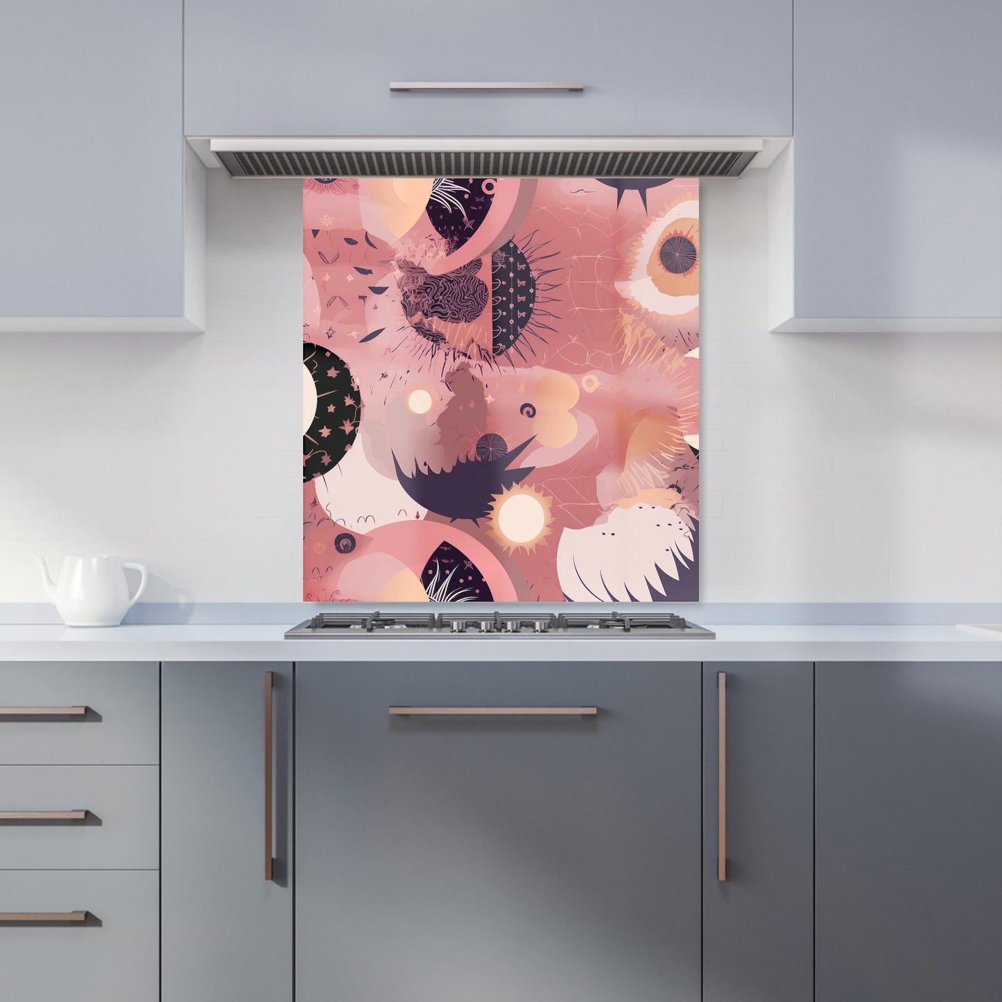 Abstract Red Pink Pattern Kitchen Splashback