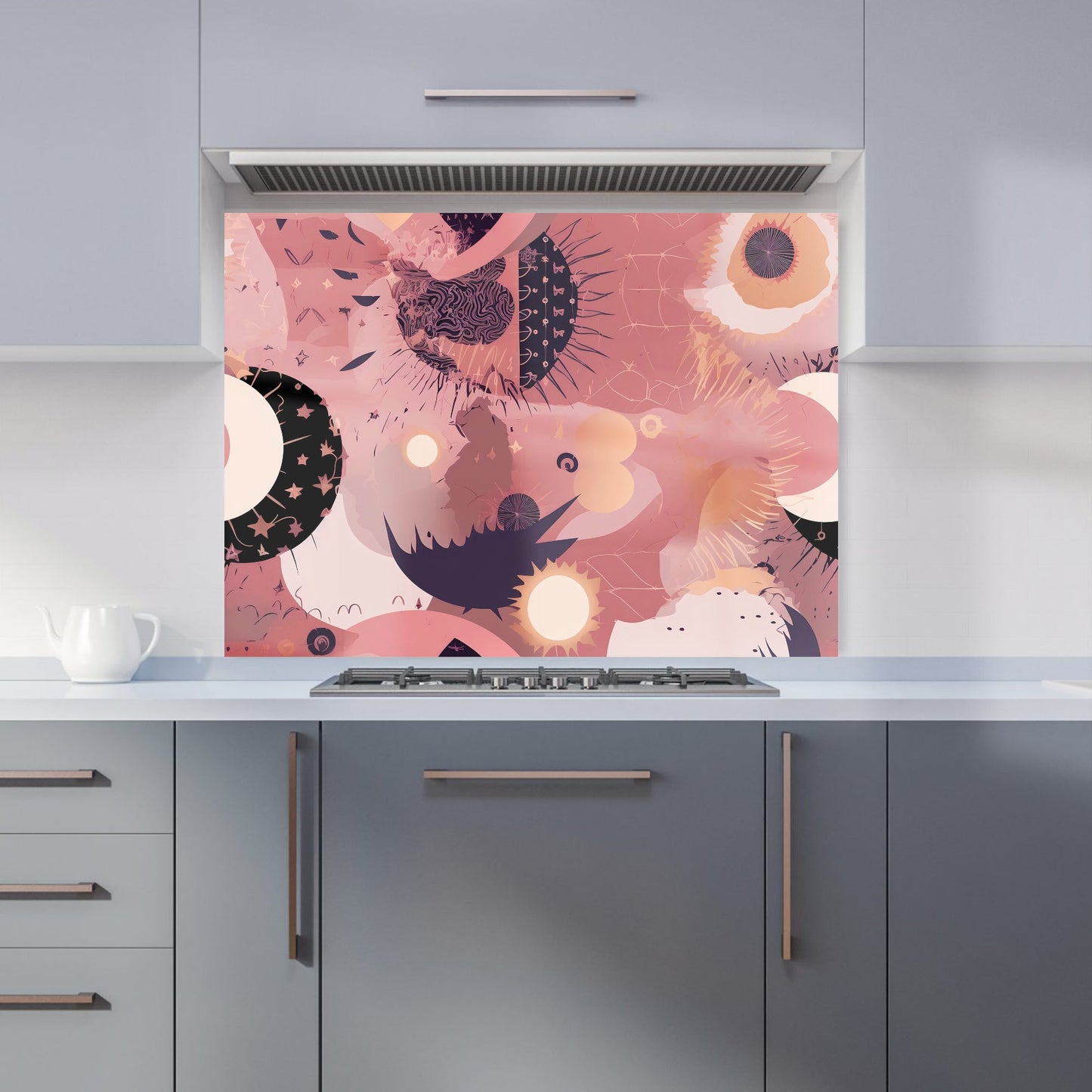 Abstract Red Pink Pattern Kitchen Splashback