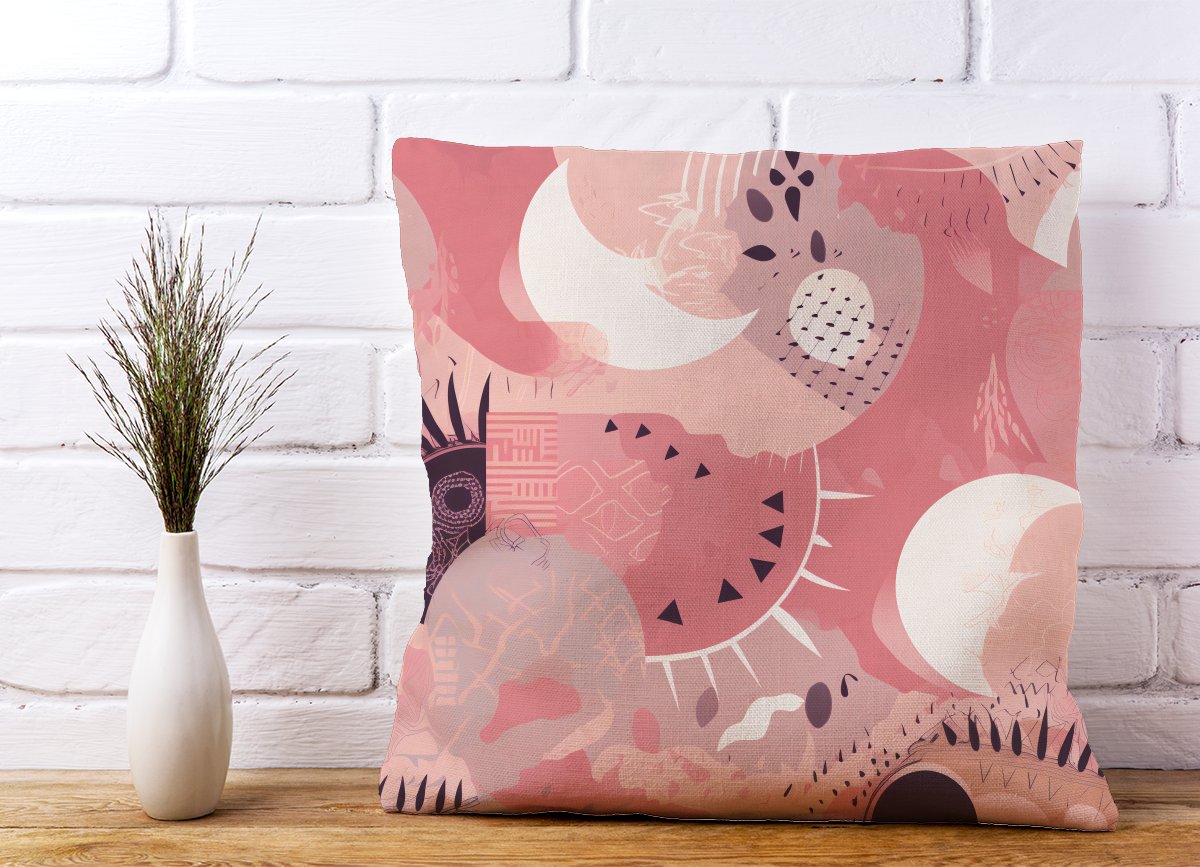 Abstract Pink White Cushions
