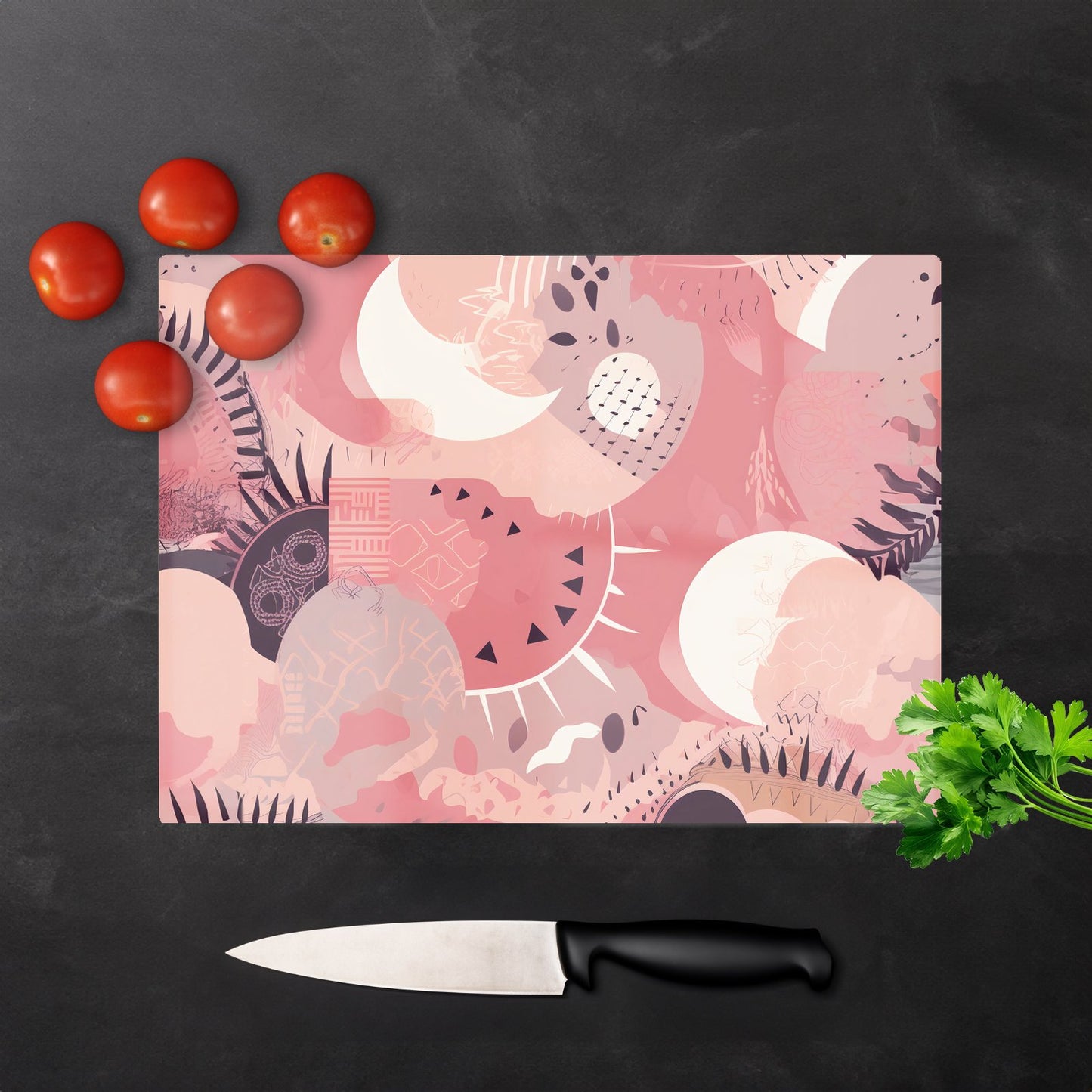 Abstract Pink White Glass Chopping Board