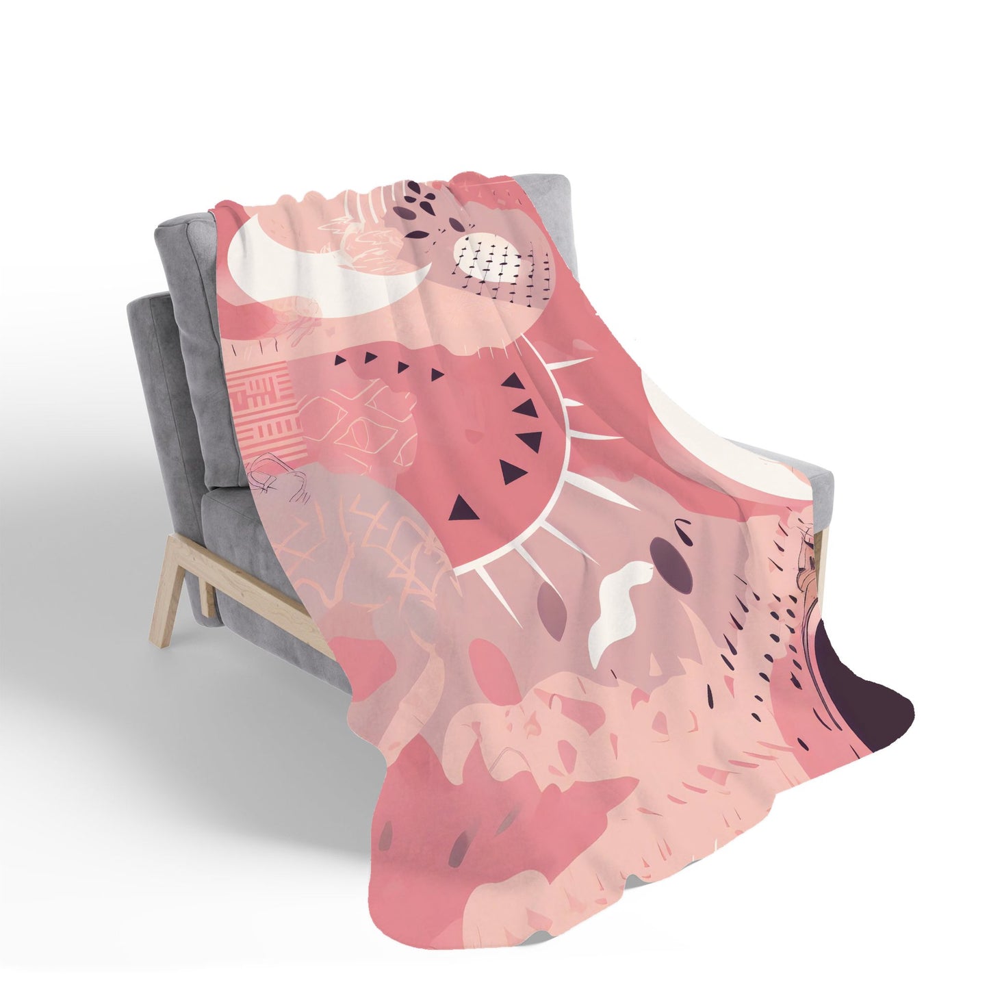 Abstract Pink White Sherpa Blanket