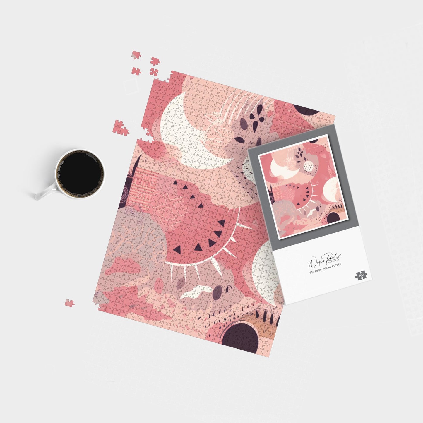 Abstract Pink White Jigsaw Puzzle