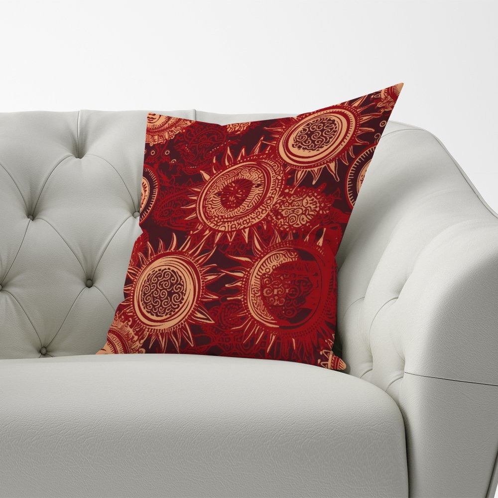 Abstract Red Moon and Sun Cushions
