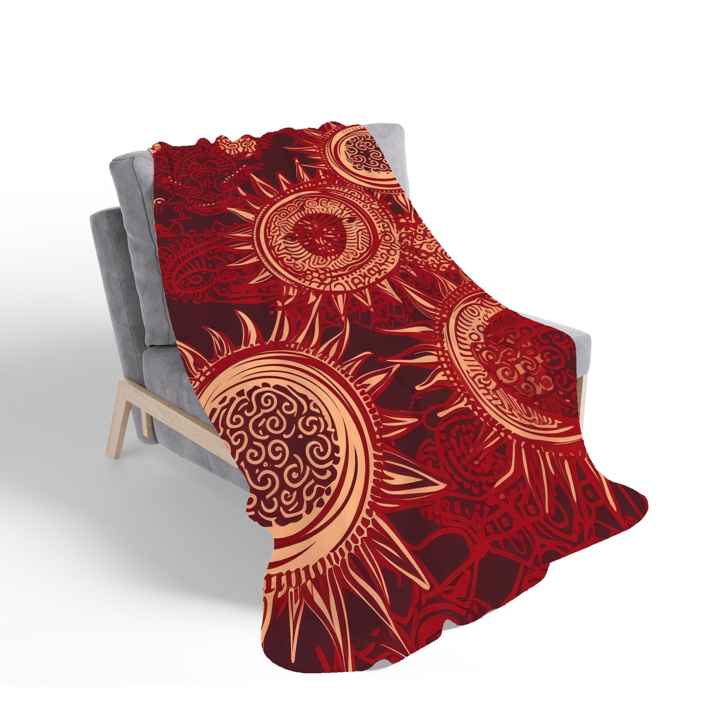 Abstract Red Moon and Sun Sherpa Blanket