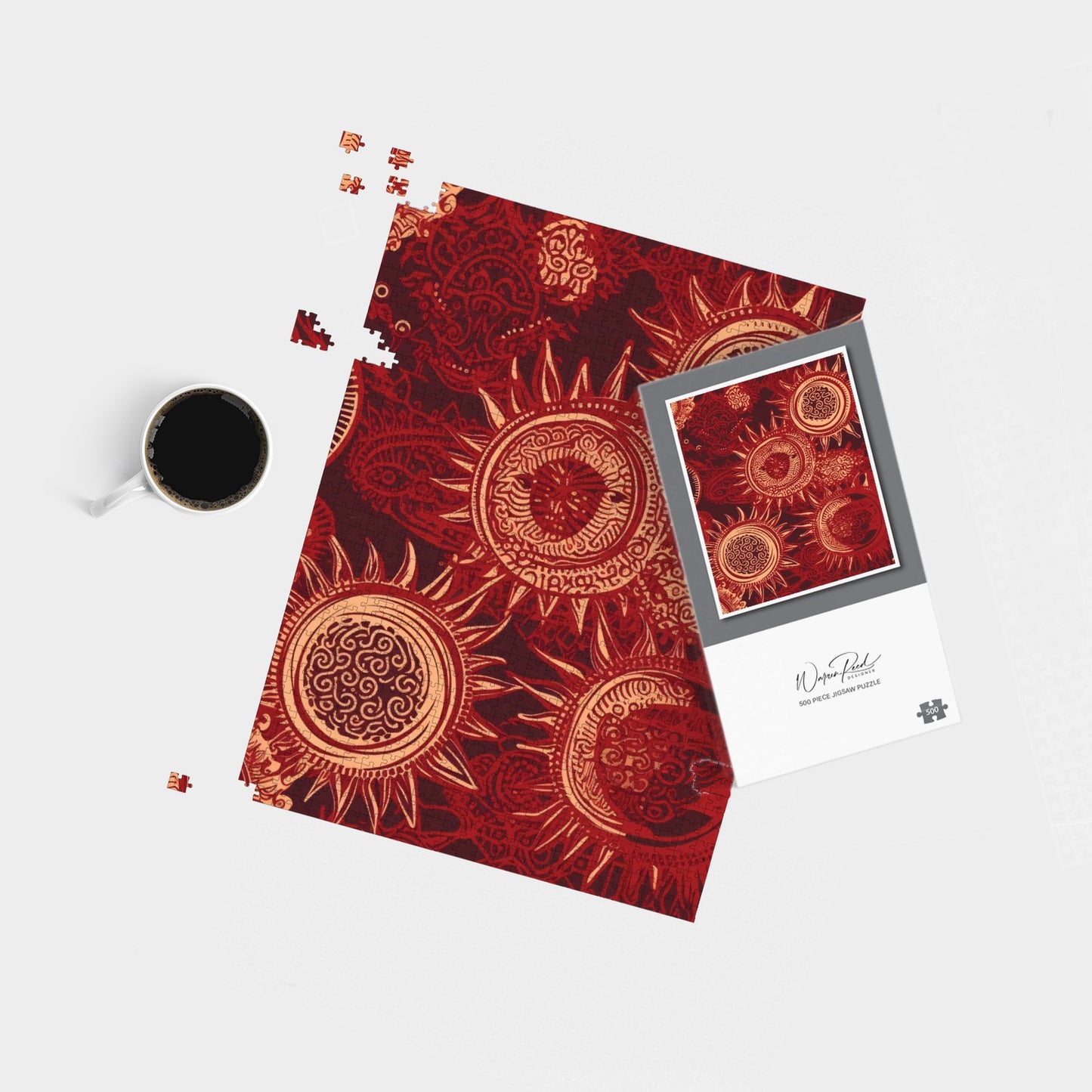 Abstract Red Moon and Sun Jigsaw Puzzle