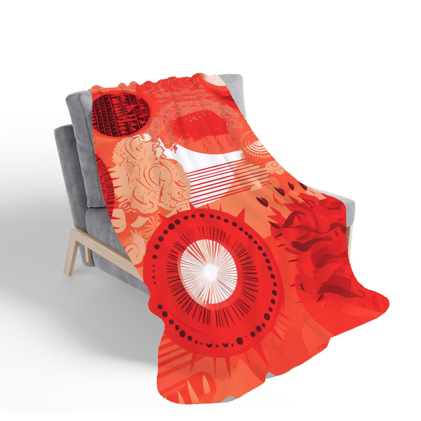 Abstract Red Sun pattern Sherpa Blanket