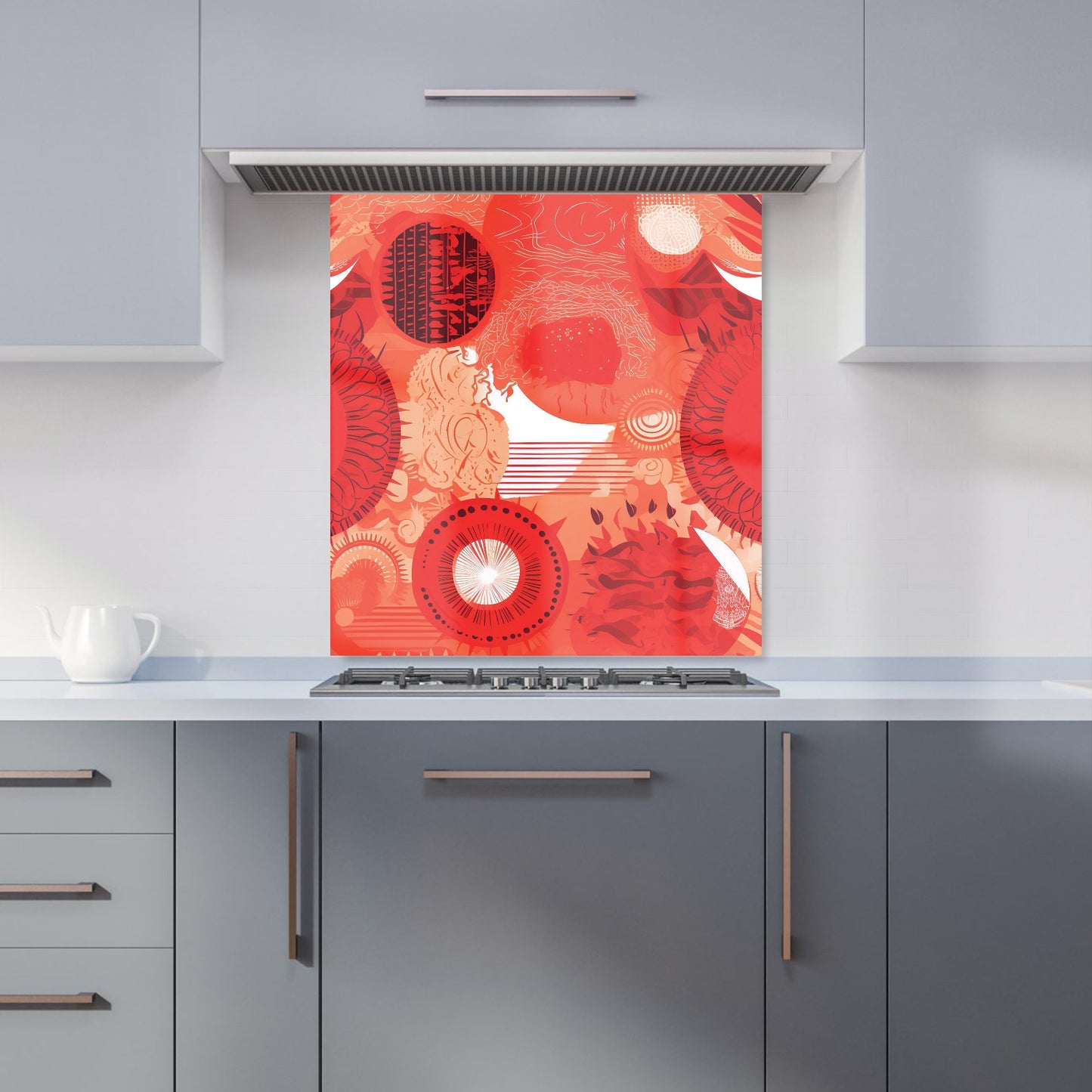 Abstract Red Sun pattern Kitchen Splashback