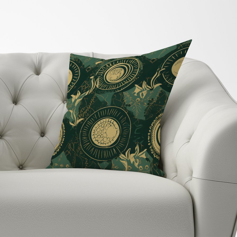 Abstract Green Gold Moon Pattern Cushions