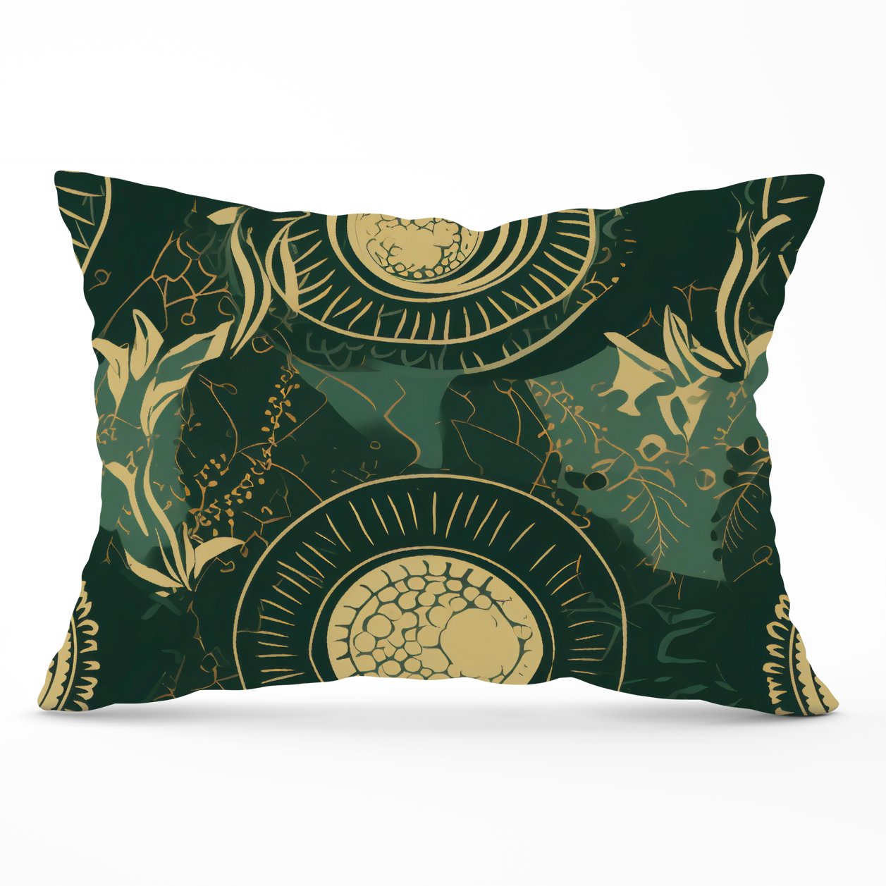 Abstract Green Gold Moon Pattern Cushions