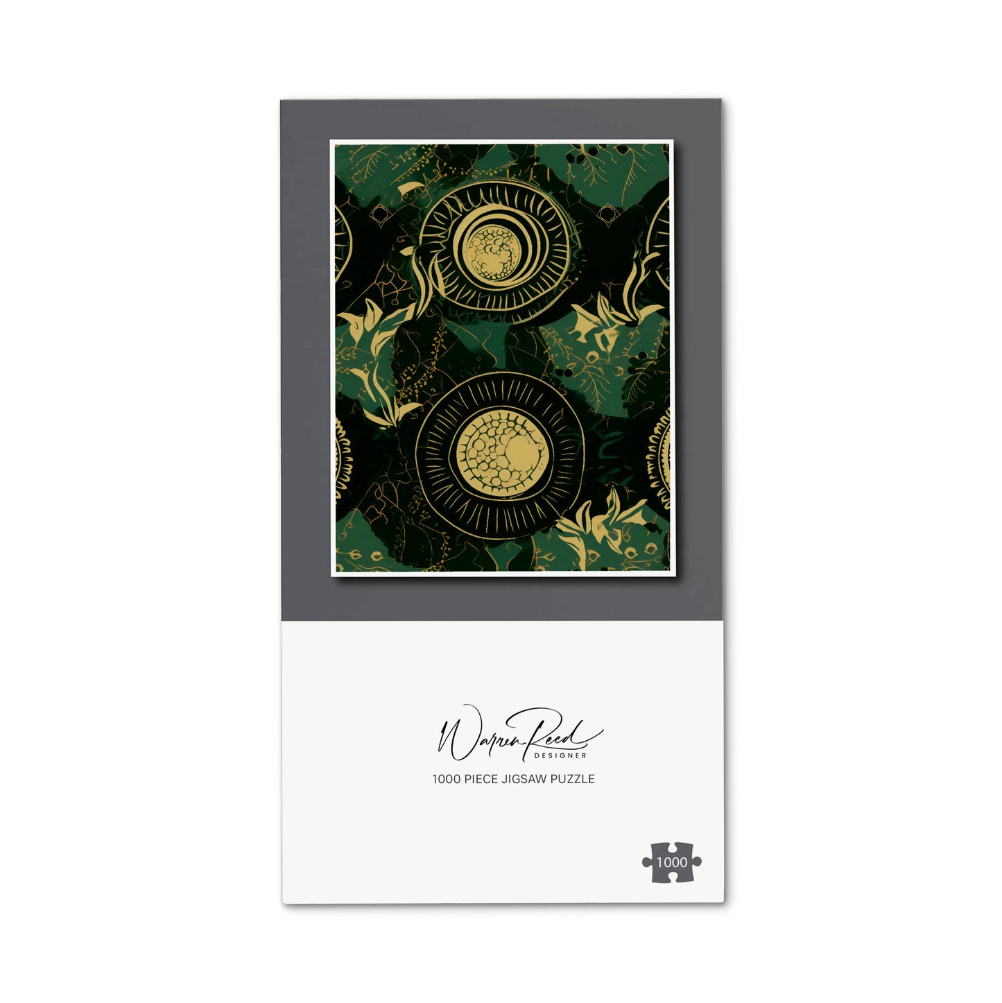 Abstract Green Gold Moon Pattern Jigsaw Puzzle