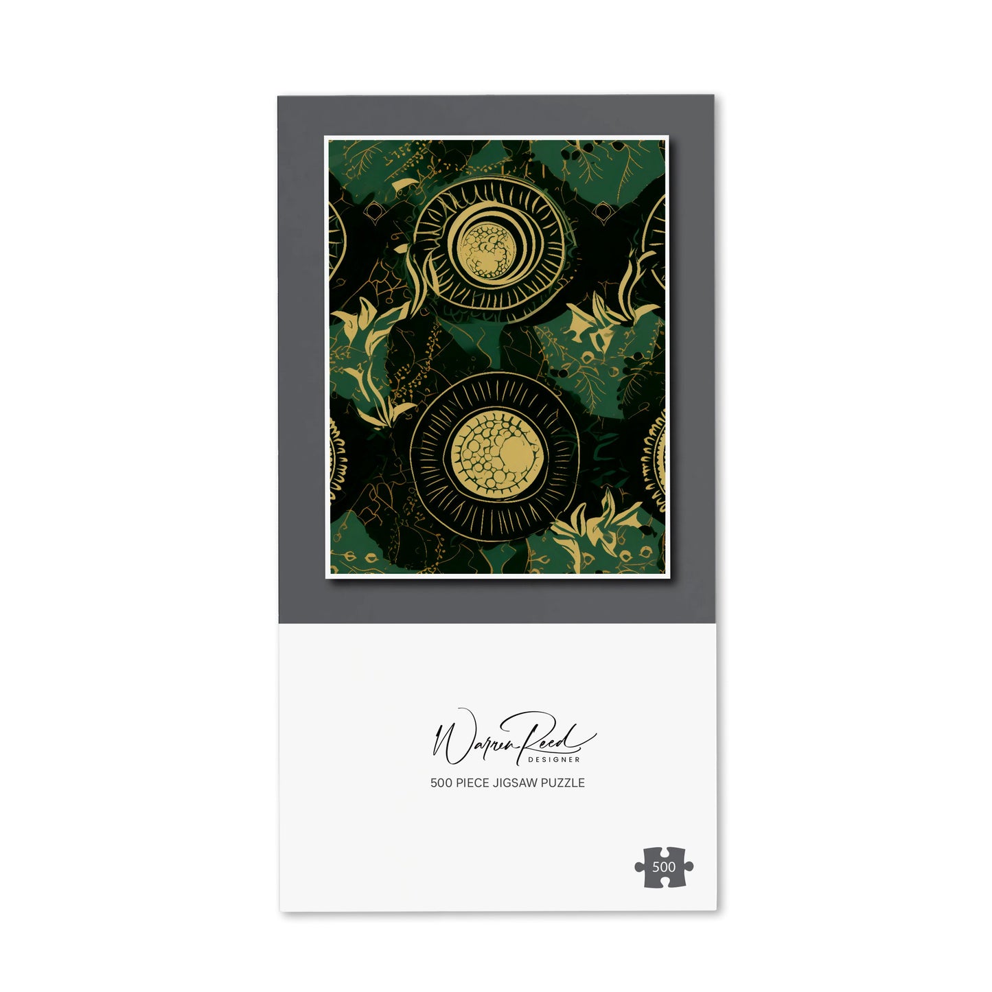 Abstract Green Gold Moon Pattern Jigsaw Puzzle