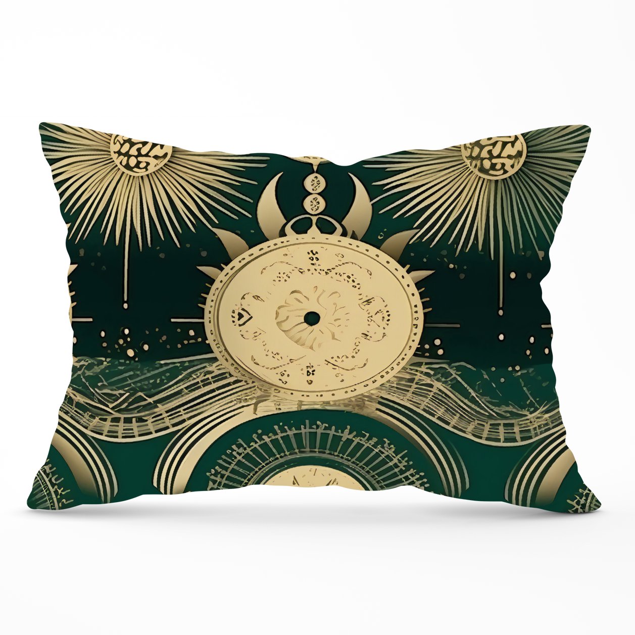 Green Moon and Sun Abstract Pattern Cushions