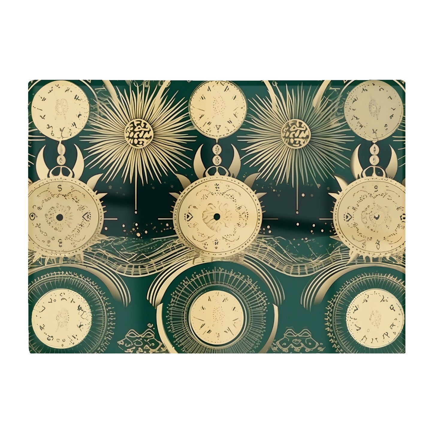 Green Moon And Sun Abstract Pattern Glass Chopping Board