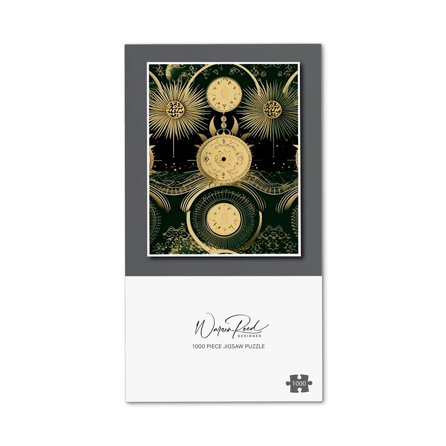 Green Moon and Sun Abstract Pattern Jigsaw Puzzle