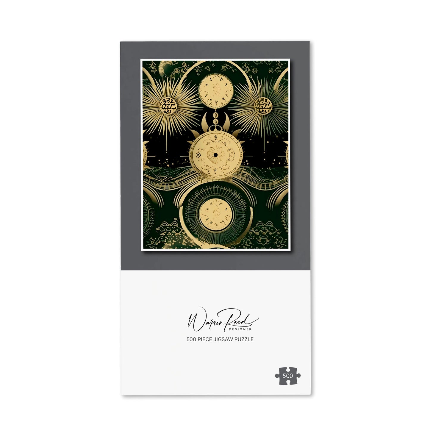 Green Moon and Sun Abstract Pattern Jigsaw Puzzle