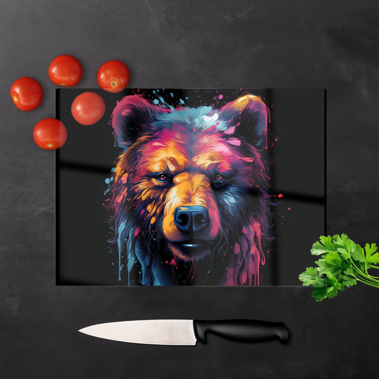 Splashart Bear Face Glass Chopping Board
