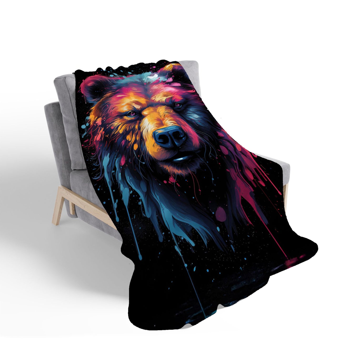 Splashart Bear Face Sherpa Blanket