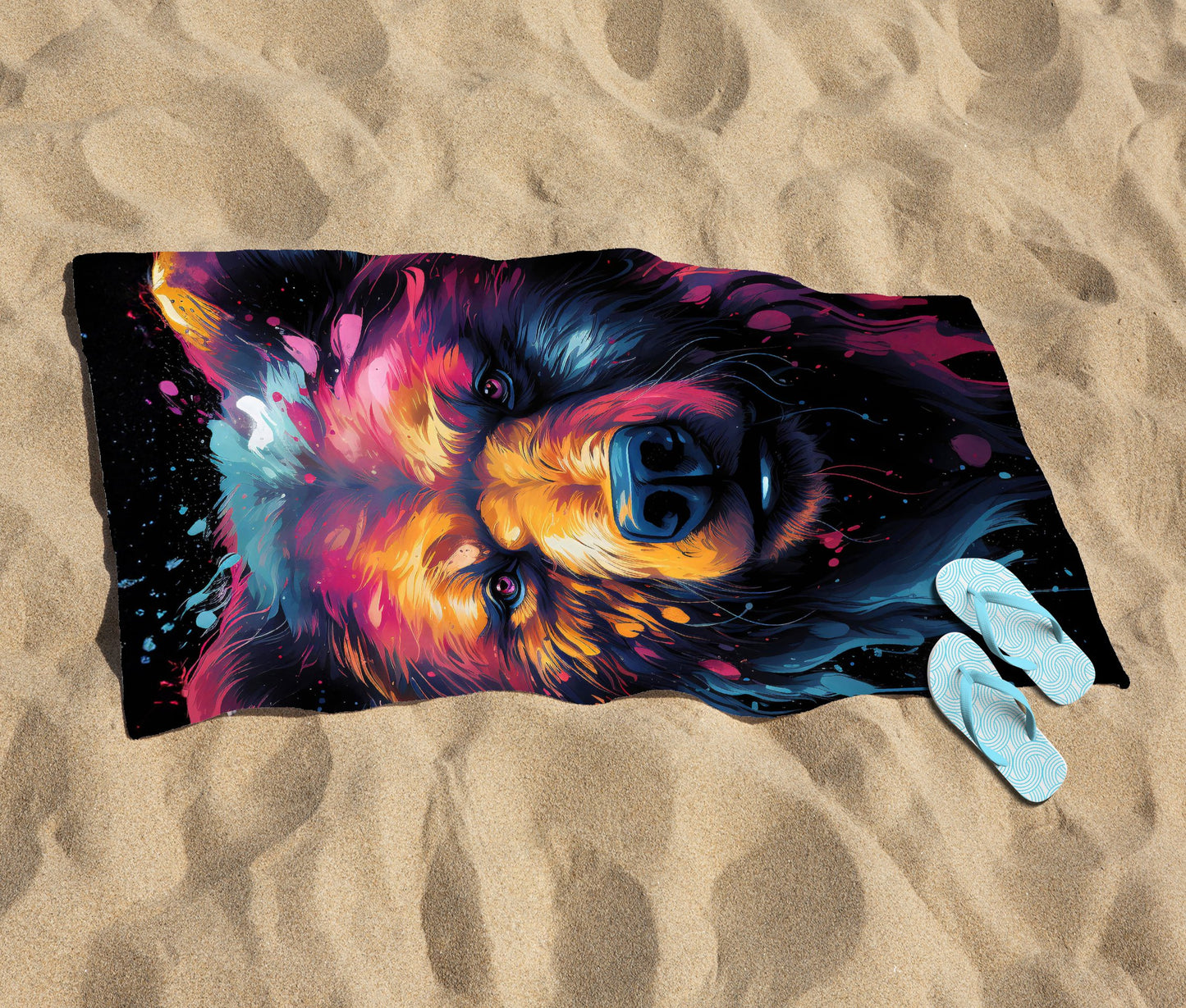 Splashart Bear Face Beach Towel
