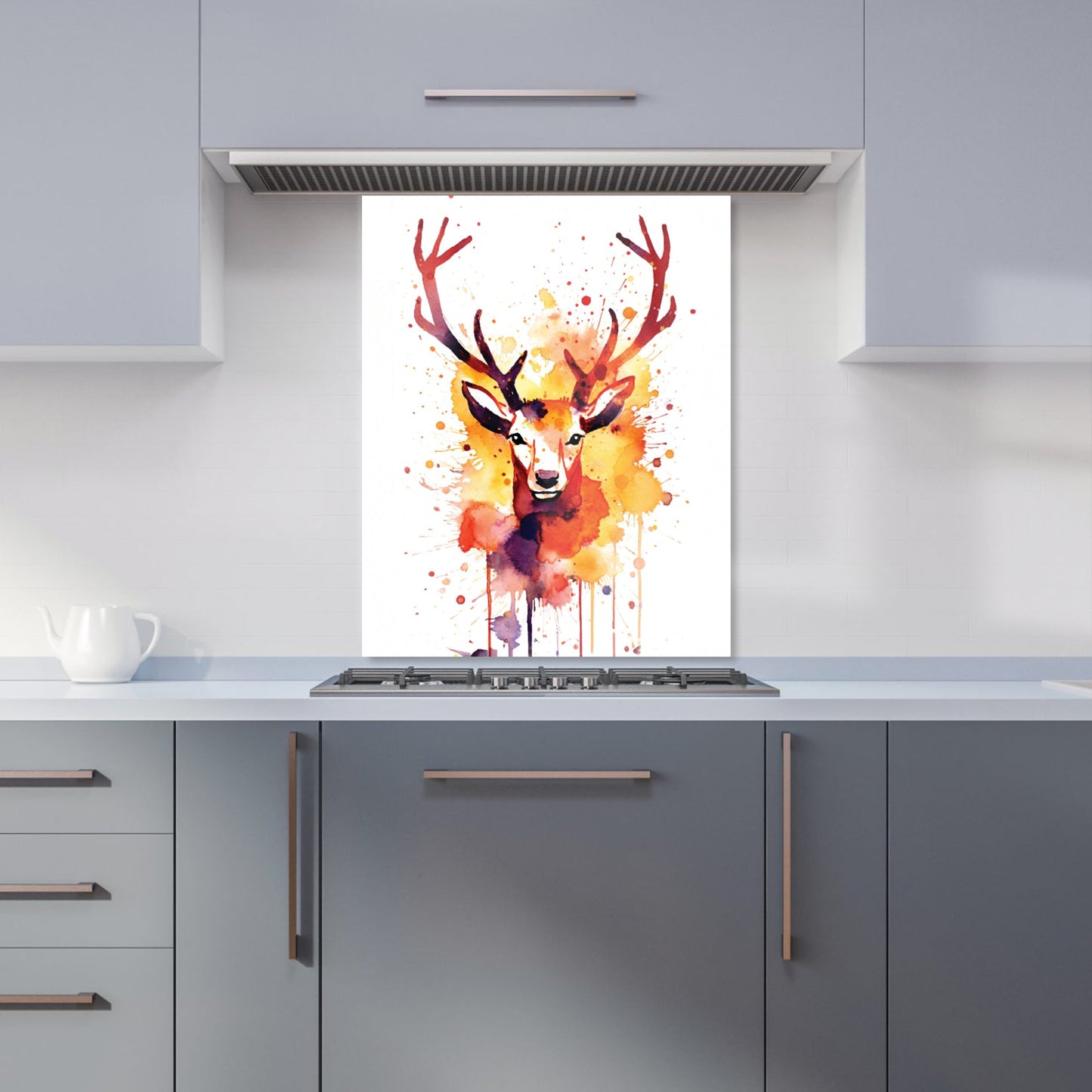 Watercolour Stag Face Kitchen Splashback